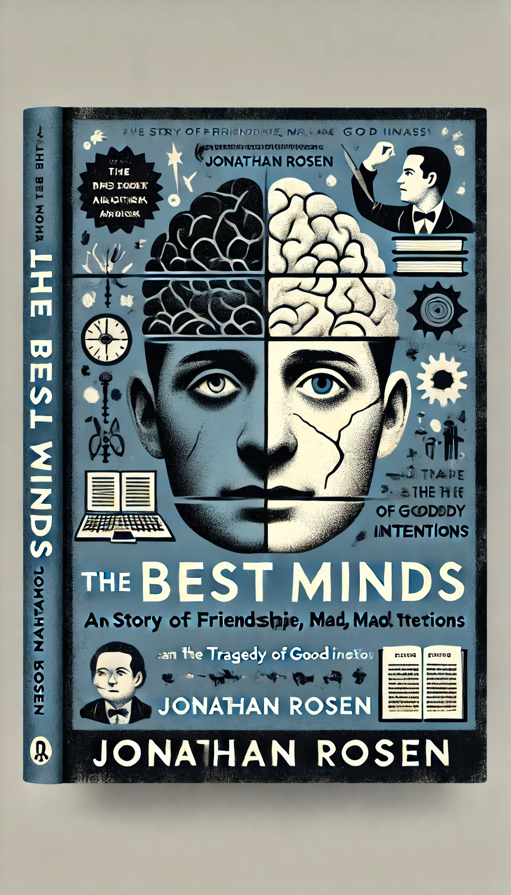  alternative book cover for "The Best Minds: A Story of Friendship, Madness, and the Tragedy of Good Intentions" by Jonathan Rosen.